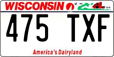 WI license plate 475TXF