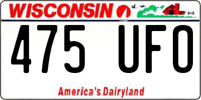 WI license plate 475UFO