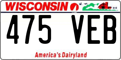 WI license plate 475VEB