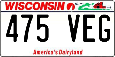 WI license plate 475VEG