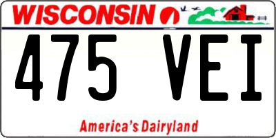 WI license plate 475VEI