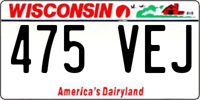 WI license plate 475VEJ