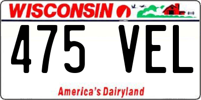 WI license plate 475VEL