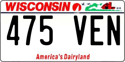 WI license plate 475VEN