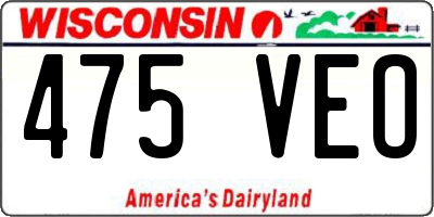 WI license plate 475VEO
