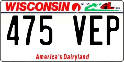 WI license plate 475VEP