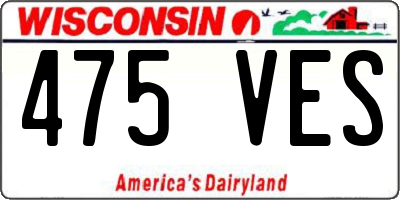 WI license plate 475VES