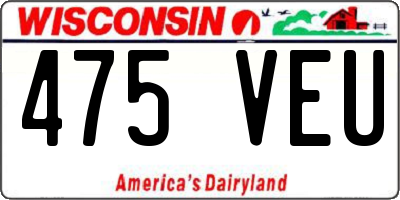 WI license plate 475VEU