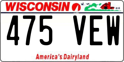 WI license plate 475VEW