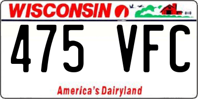 WI license plate 475VFC