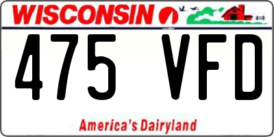 WI license plate 475VFD