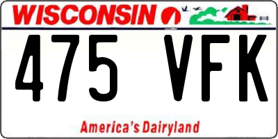 WI license plate 475VFK