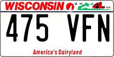 WI license plate 475VFN