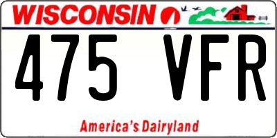 WI license plate 475VFR