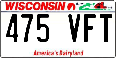 WI license plate 475VFT