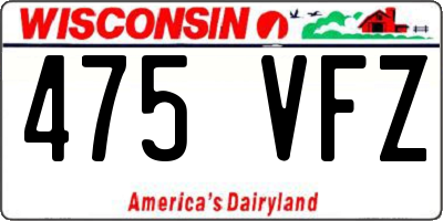 WI license plate 475VFZ