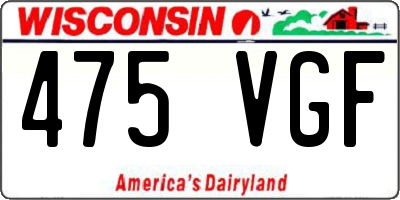 WI license plate 475VGF