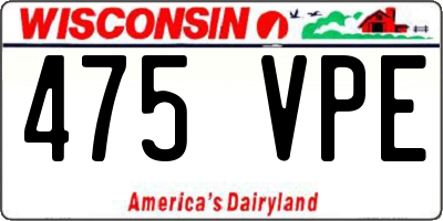 WI license plate 475VPE