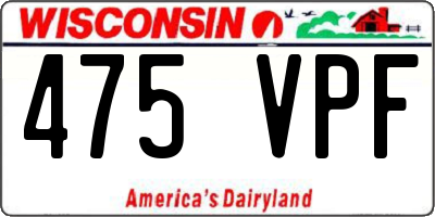 WI license plate 475VPF