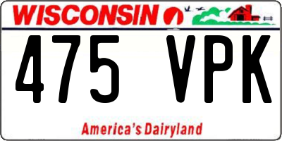 WI license plate 475VPK