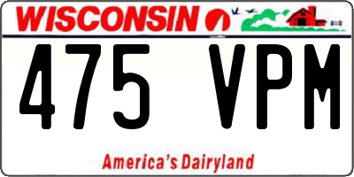 WI license plate 475VPM