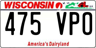 WI license plate 475VPO