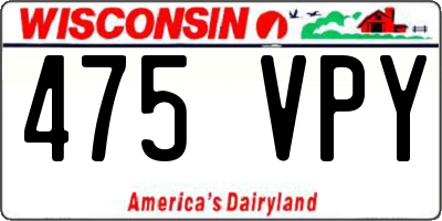 WI license plate 475VPY