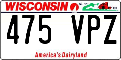WI license plate 475VPZ