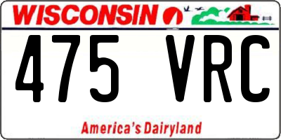 WI license plate 475VRC
