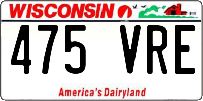 WI license plate 475VRE