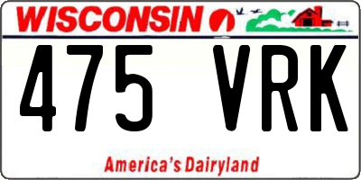 WI license plate 475VRK