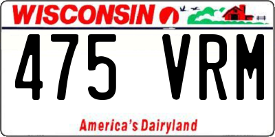 WI license plate 475VRM