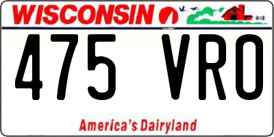 WI license plate 475VRO