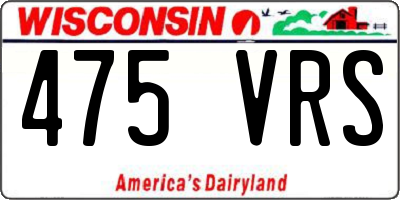 WI license plate 475VRS