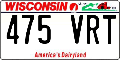 WI license plate 475VRT