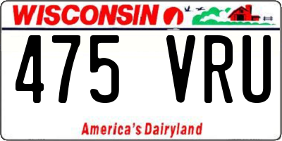 WI license plate 475VRU