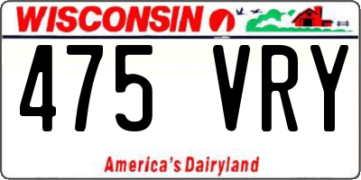 WI license plate 475VRY