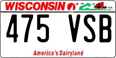 WI license plate 475VSB