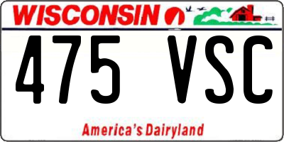 WI license plate 475VSC