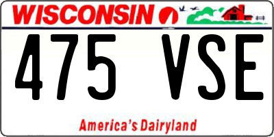 WI license plate 475VSE