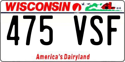 WI license plate 475VSF