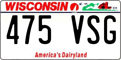 WI license plate 475VSG