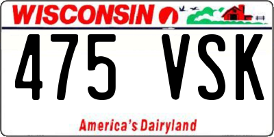 WI license plate 475VSK