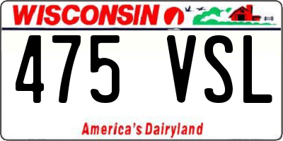 WI license plate 475VSL