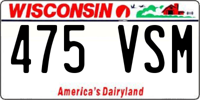 WI license plate 475VSM