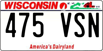 WI license plate 475VSN