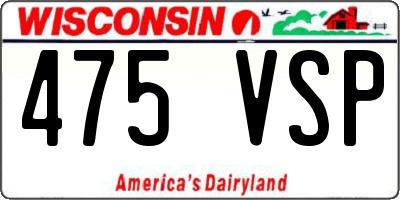 WI license plate 475VSP