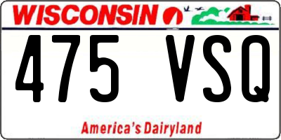 WI license plate 475VSQ