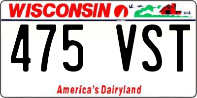 WI license plate 475VST