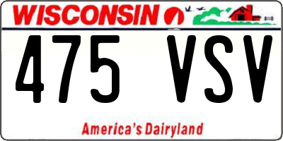 WI license plate 475VSV
